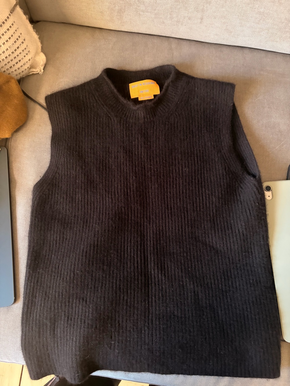 Guest in Residence Black Ribbed Sweater Vest